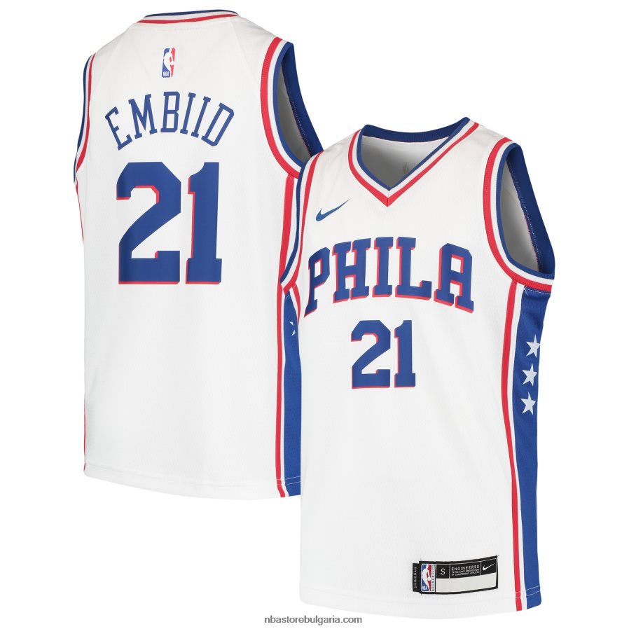 NBA JZ8F0217748 philadelphia 76ers joel embiid nike бяла фланелка swingman
