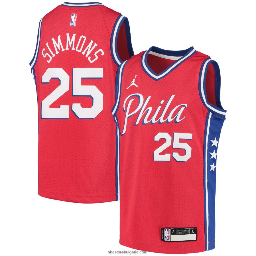 NBA JZ8F0217777 philadelphia 76ers ben simmons jordan brand red swingman фланелка