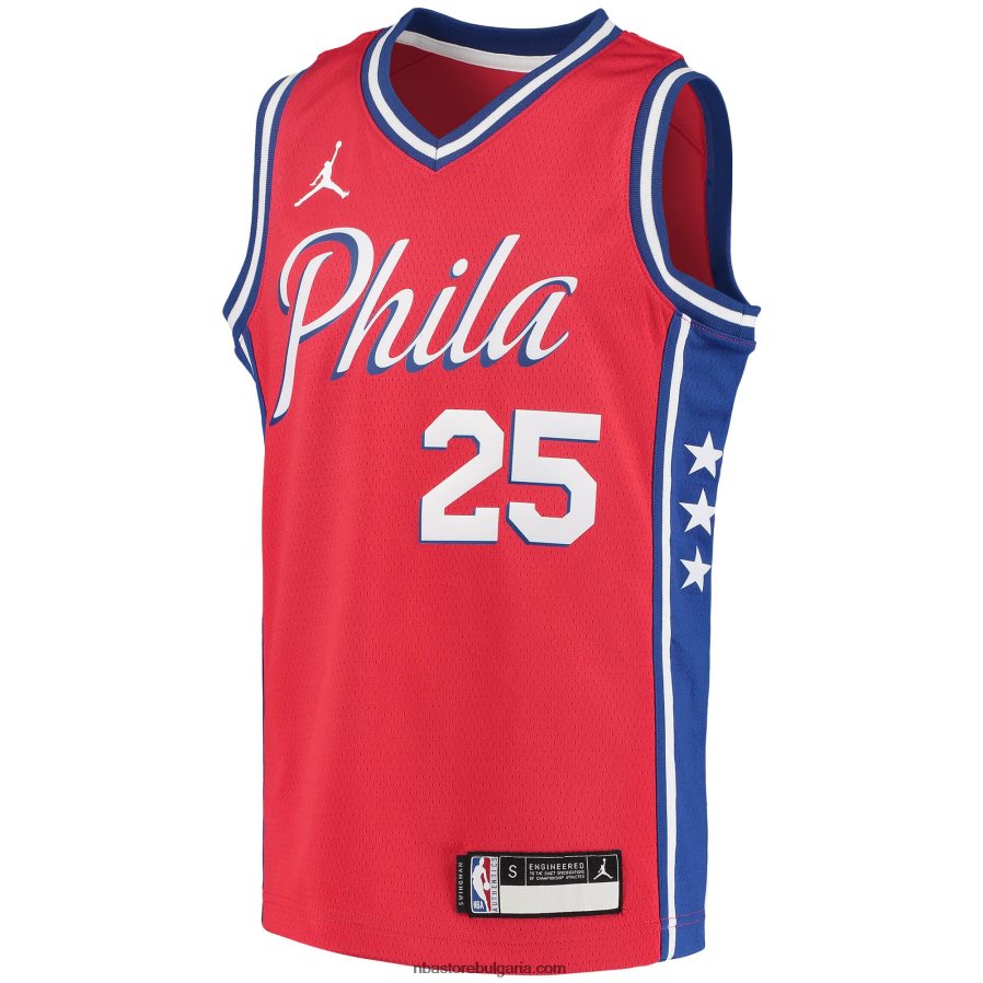 NBA JZ8F0217777 philadelphia 76ers ben simmons jordan brand red swingman фланелка