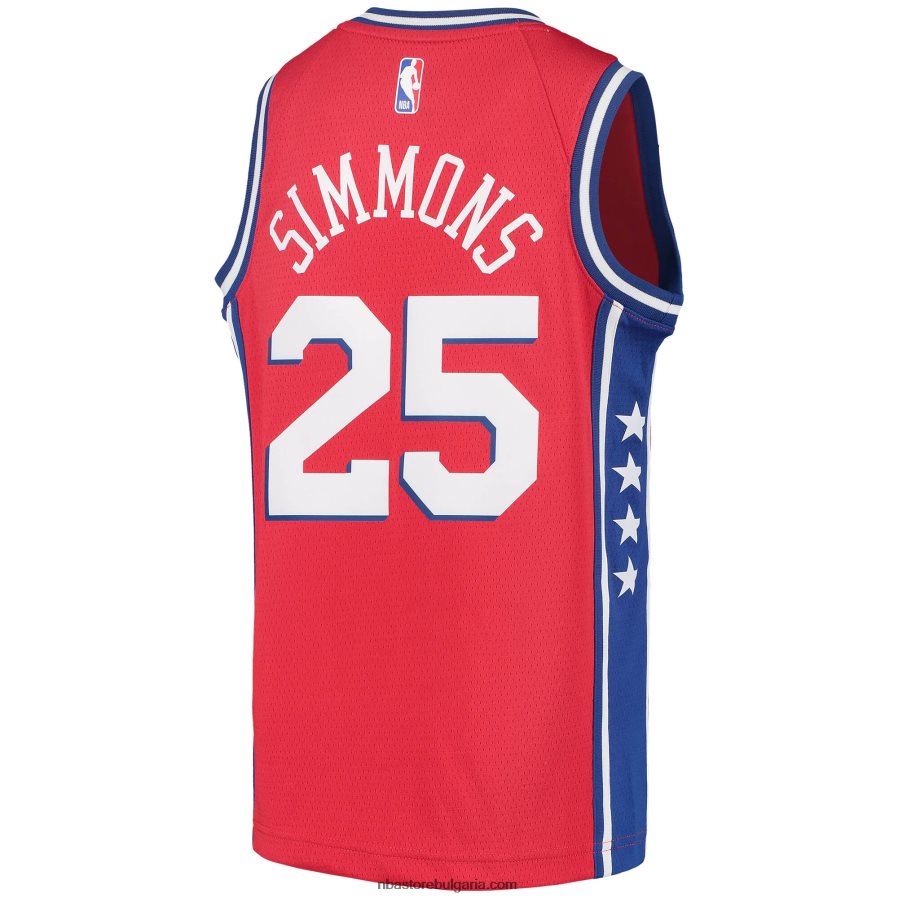 NBA JZ8F0217777 philadelphia 76ers ben simmons jordan brand red swingman фланелка