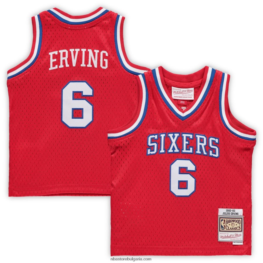 NBA JZ8F0218437 Филаделфия 76ърс Джулиус Ървинг червена твърда дървесина класика пенсиониран футболист