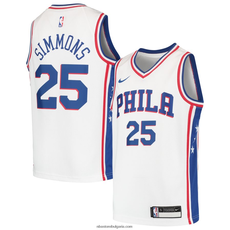 NBA JZ8F0218445 philadelphia 76ers ben simmons nike бяла фланелка swingman