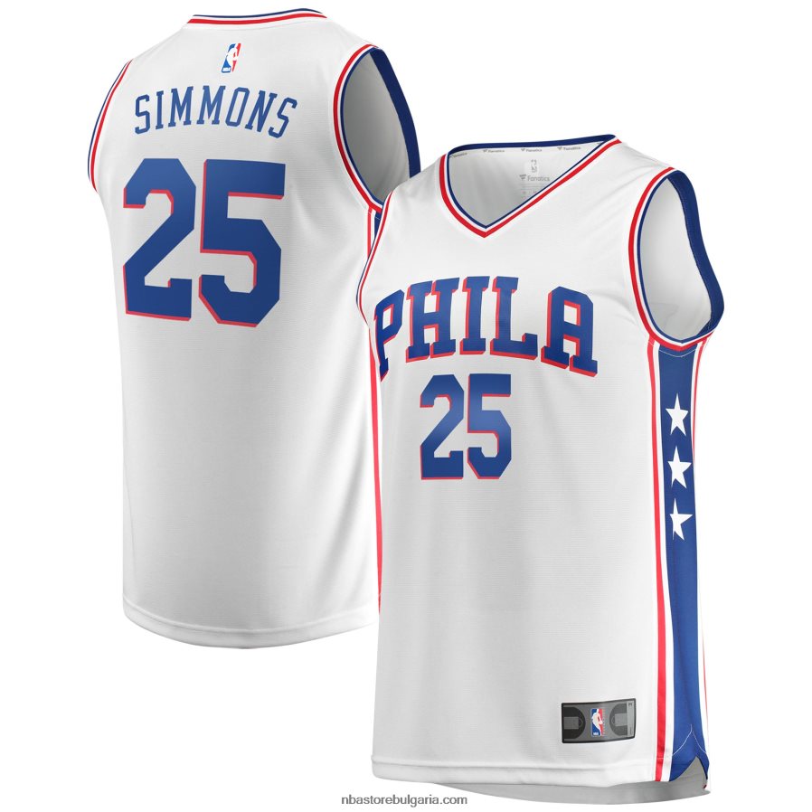 NBA JZ8F0218467 philadelphia 76ers ben simons бяла фланелка за бърз брейк реплика