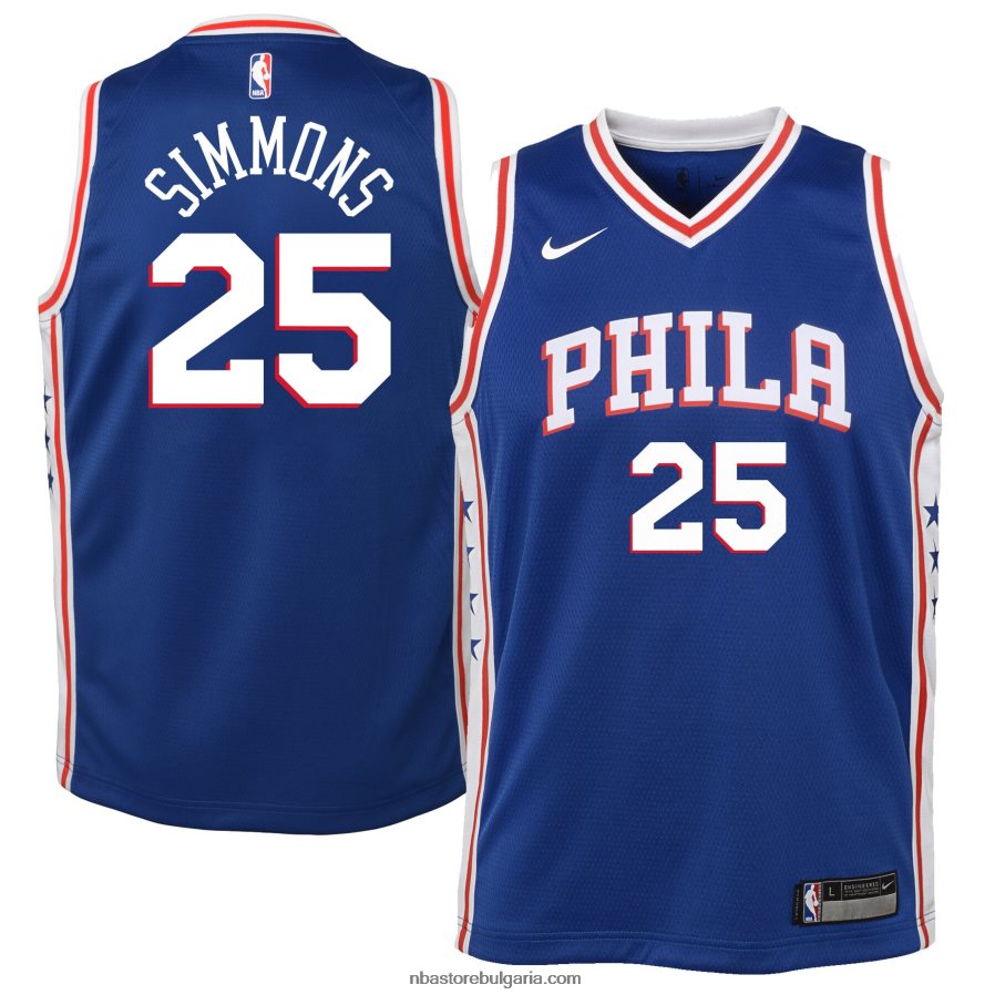 NBA JZ8F0219867 philadelphia 76ers ben simmons nike royal swingman фланелка