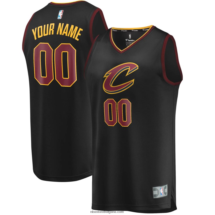 NBA JZ8F0216739 Cleveland Cavaliers черна реплика за бърз брейк персонализирана фланелка