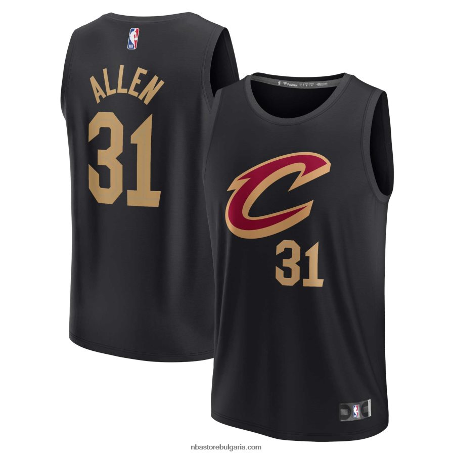 NBA JZ8F0217030 Кливланд Кавалиърс Джарет Алън черна фланелка на играч за бързо прекъсване