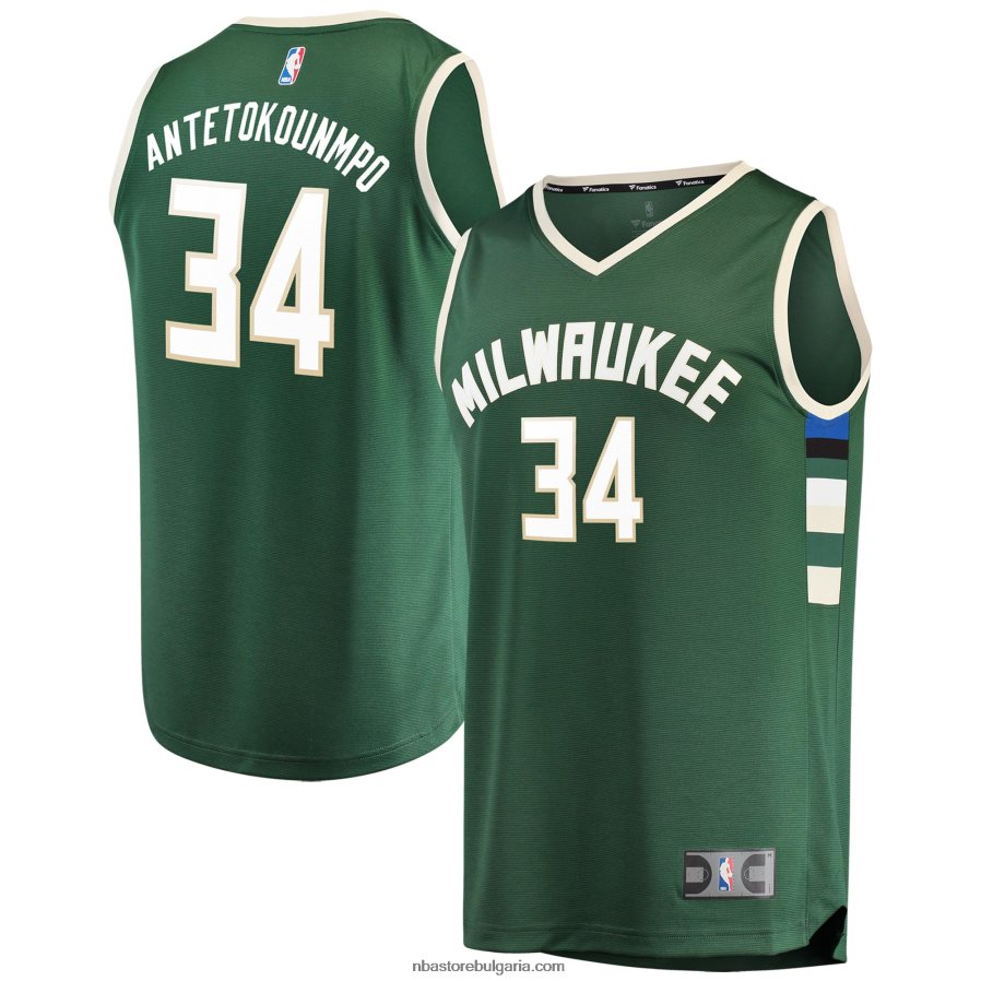 NBA JZ8F0216699 Милуоки Бъкс Янис Адетокумбо Хънтър зелена фланелка на играч за бързо прекъсване