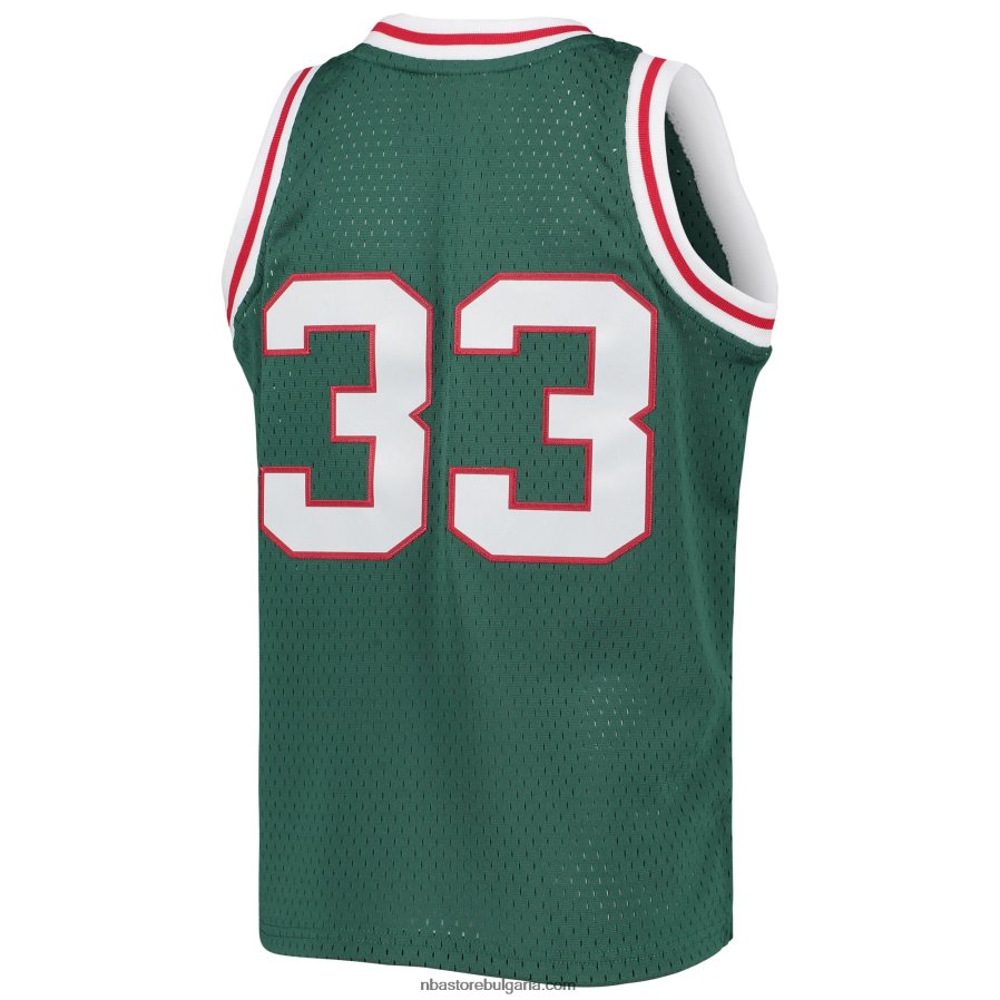 NBA JZ8F0217040 milwaukee bucks kareem abdul-jabbar green 1970-71 hardwood classics swingman фланелка