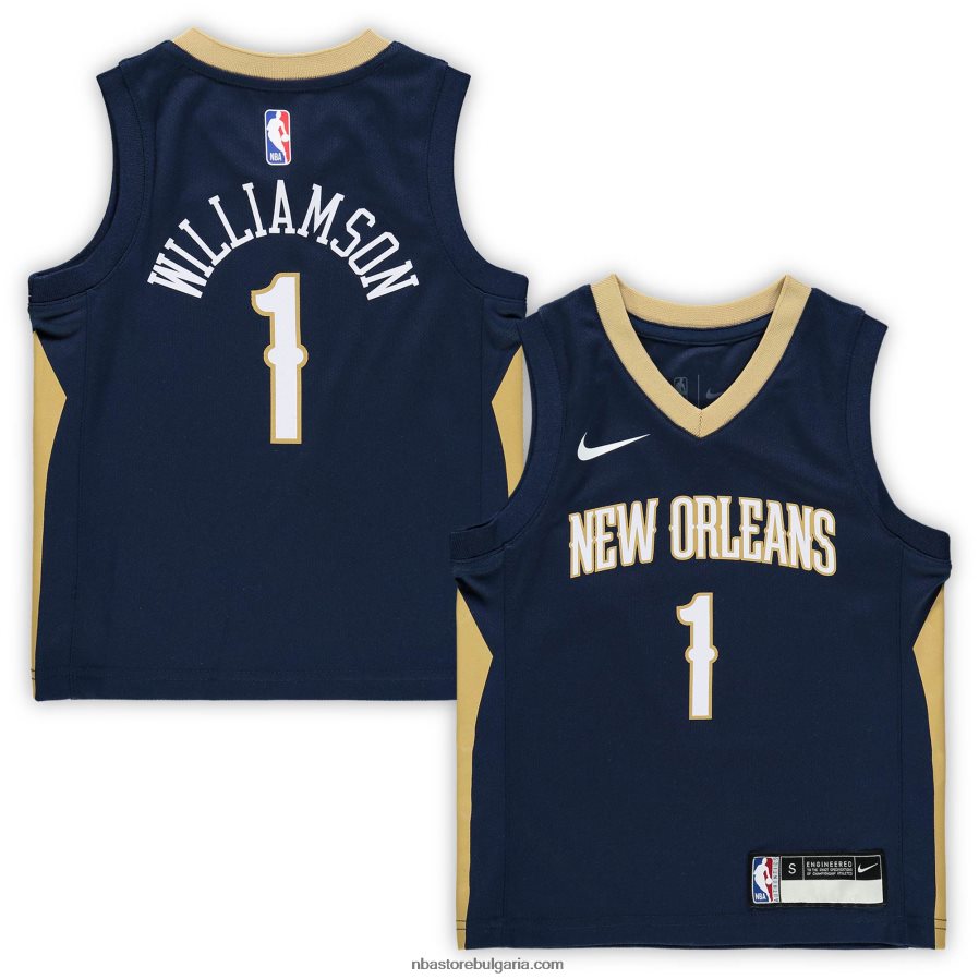 NBA JZ8F0216892 предучилищна възраст New Orleans Pelicans Zion Williamson Nike Navy реплика на трико