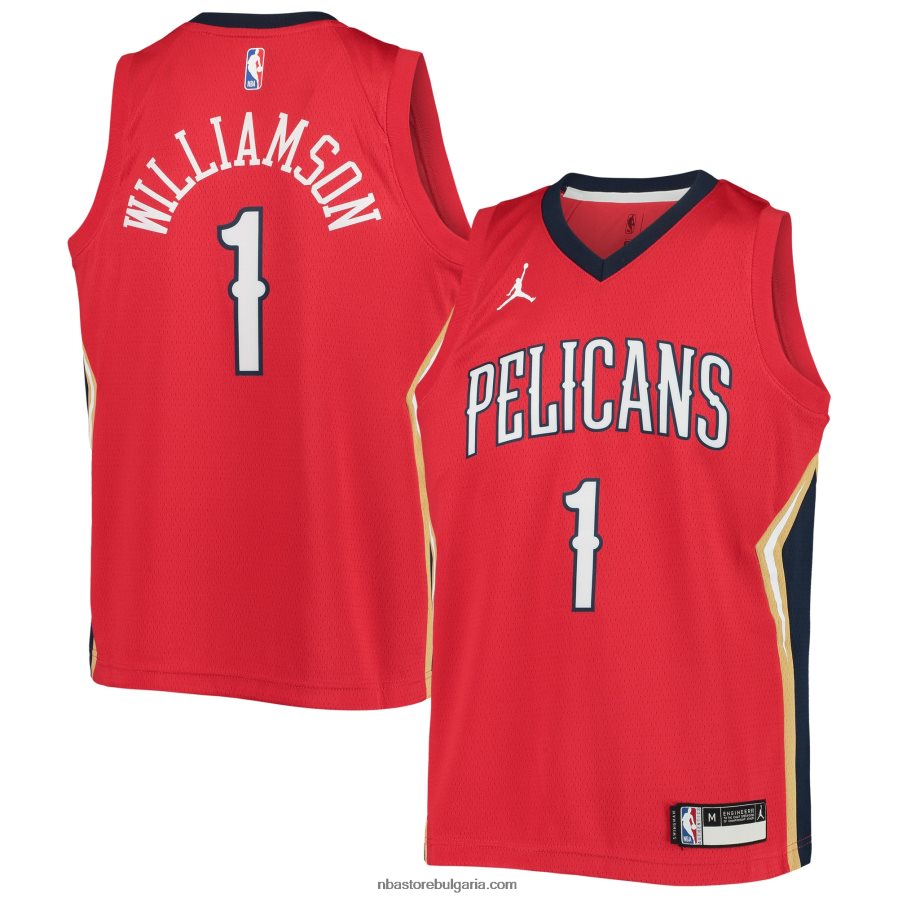NBA JZ8F0216976 Ню Орлиънс Пеликанс Цион Уилямсън Джордан марка червен суингмен фланелка