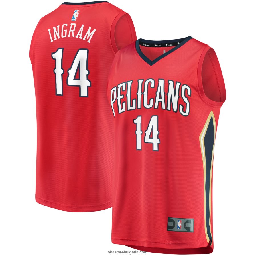 NBA JZ8F0216984 Ню Орлиънс Пеликанс Брандън Инграм червена фланелка на играч за бързо прекъсване