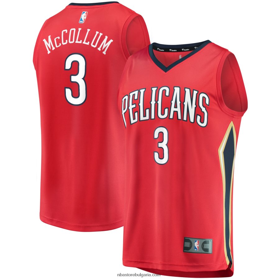 NBA JZ8F0217034 New Orleans Pelicans c.j. mccollum червена фланелка на играч за бързо прекъсване