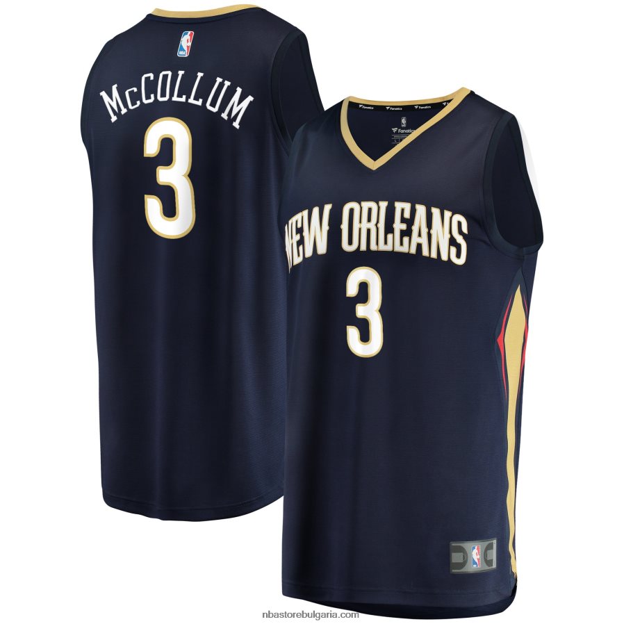 NBA JZ8F0217049 New Orleans Pelicans c.j. mccollum синьо копие на фланелка за бързо прекъсване