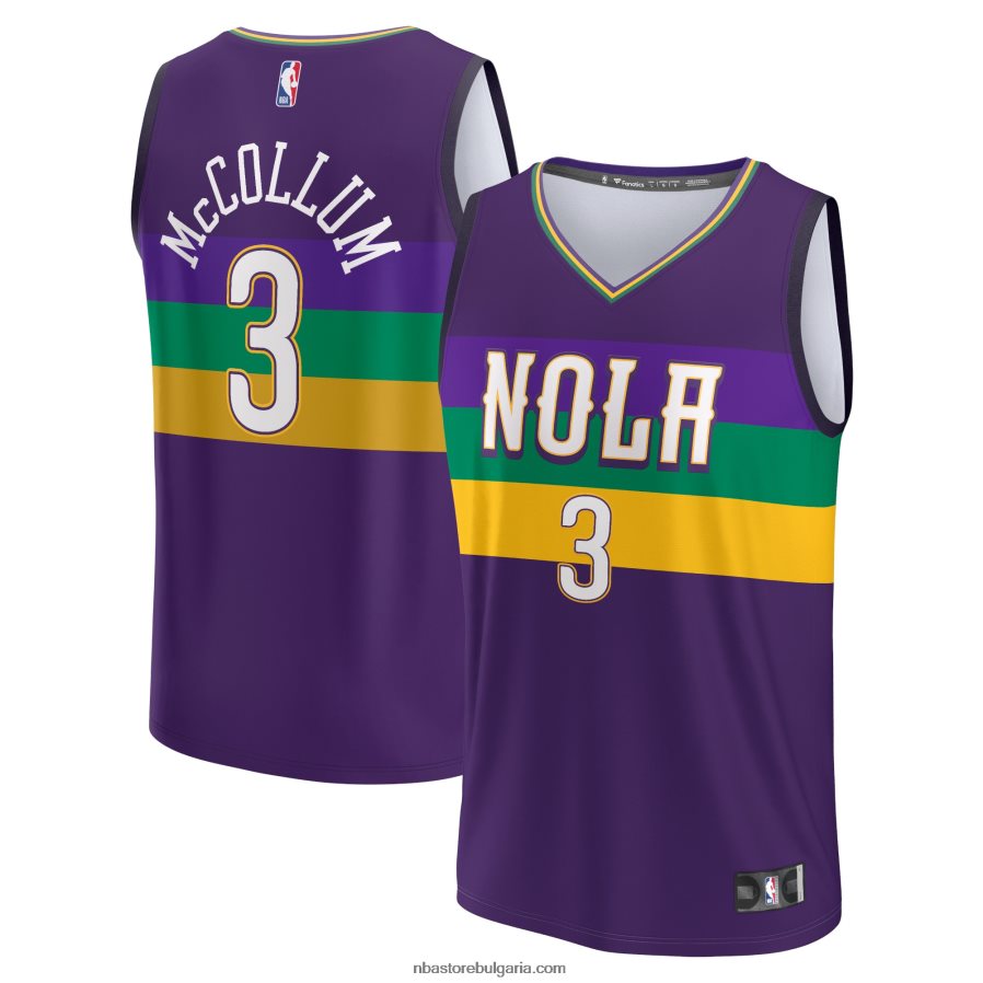 NBA JZ8F0217076 New Orleans Pelicans cj mccollum purple fastbreak фланелка