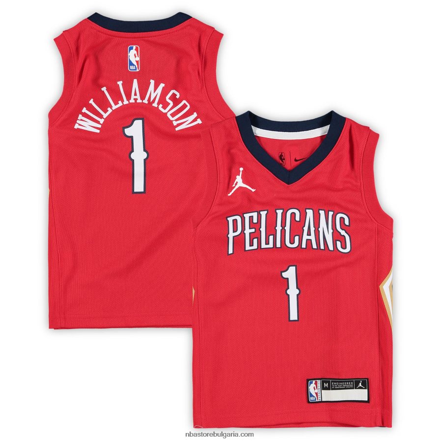 NBA JZ8F0217255 предучилищна възраст New Orleans Pelicans Zion Williamson Jordan марка червена фланелка за бързо прекъсване реплика