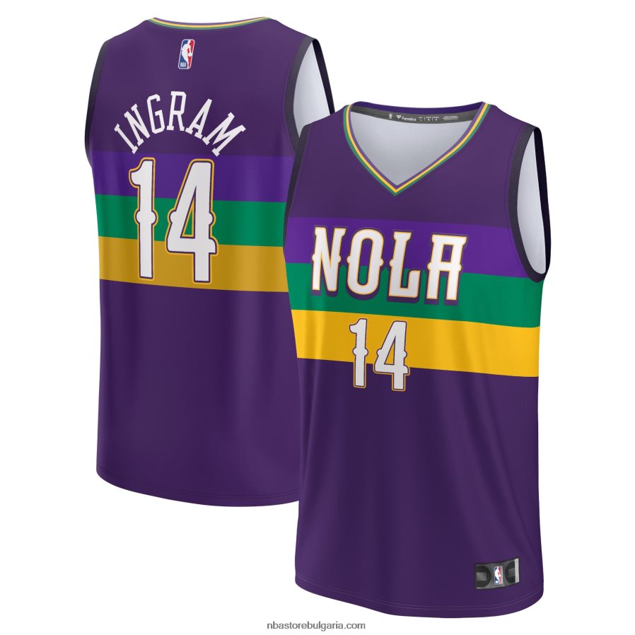 NBA JZ8F0217257 ню орлиънс пеликанс брандън инграм лилаво фланелка за бърз пробив