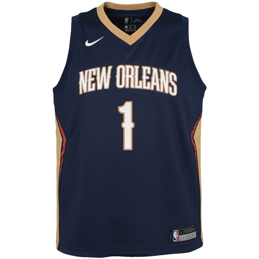 NBA JZ8F0217465 new orleans pelicans zion williamson nike navy swingman jersey