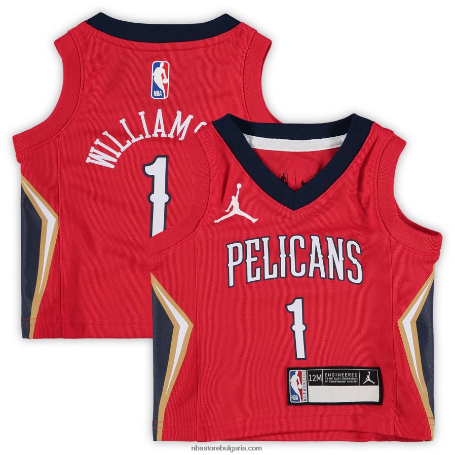 NBA JZ8F0217480 Ню Орлиънс Пеликанс Зион Уилямсън Джордан марка червена фланелка