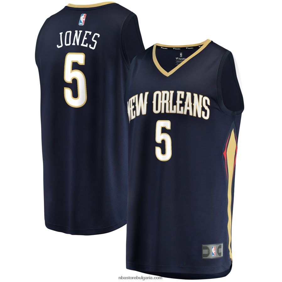 NBA JZ8F0217856 new orleans pelicans herbert jones navy реплика на фланелка за бързо прекъсване