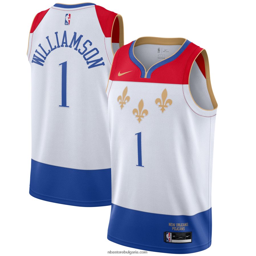 NBA JZ8F0218118 ню орлиънс пеликанс сион уилямсън nike бяла фланелка swingman