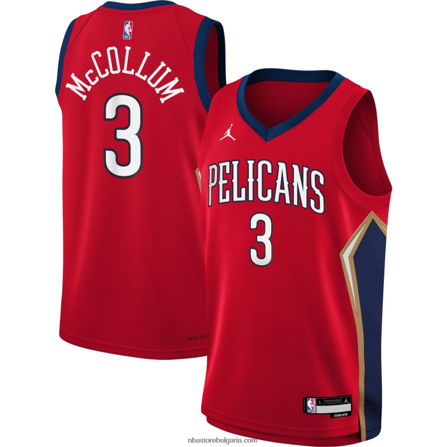 NBA JZ8F0218184 New Orleans Pelicans c.j. mccollum jordan марка червено суингмен трико