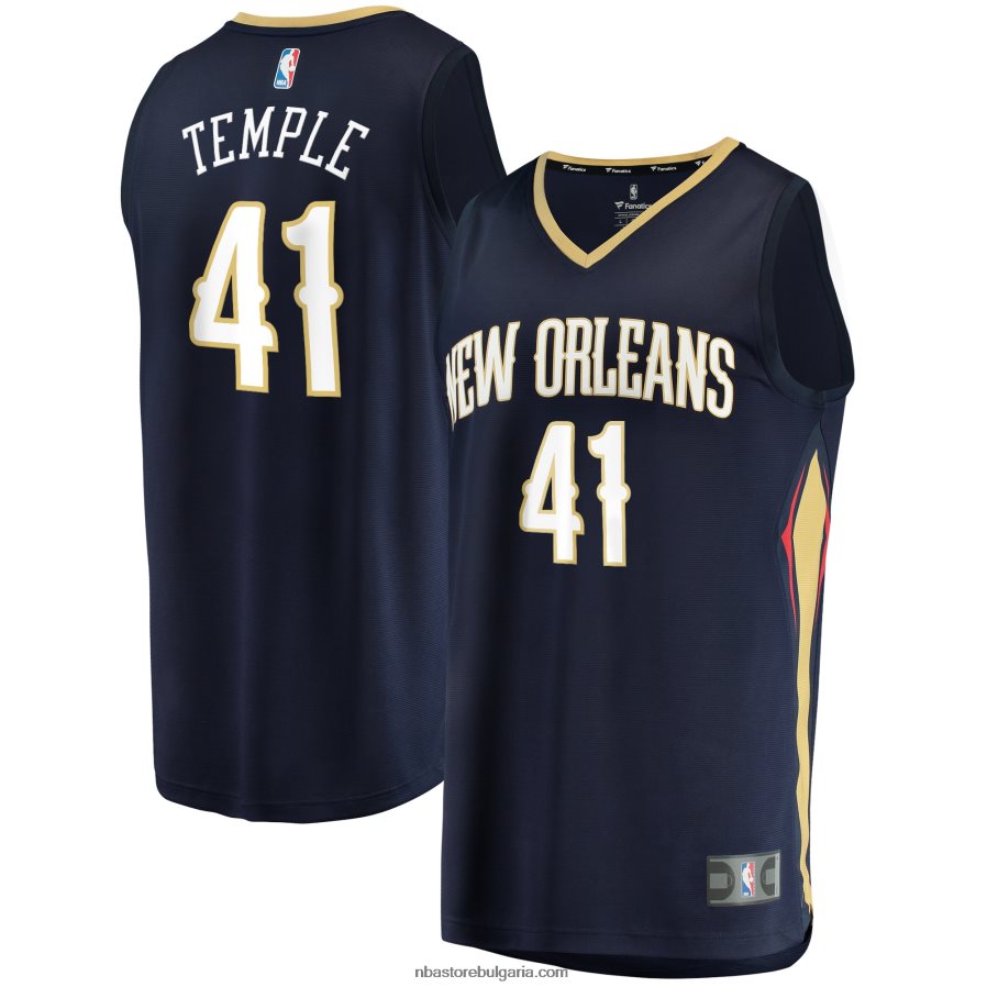 NBA JZ8F0218365 new orleans pelicans garrett temple navy реплика на трико за бързо прекъсване