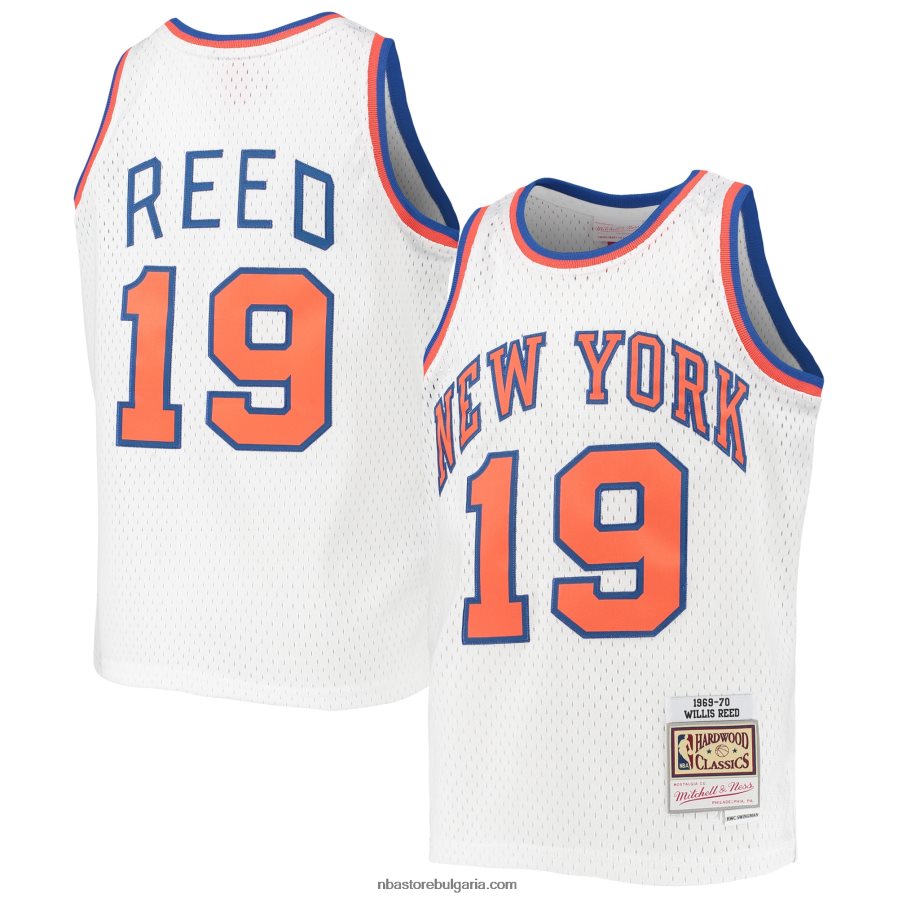 NBA JZ8F0216859 new york knicks willis reed mitchell & ness white 1969-70 hardwood classics swingman фланелка
