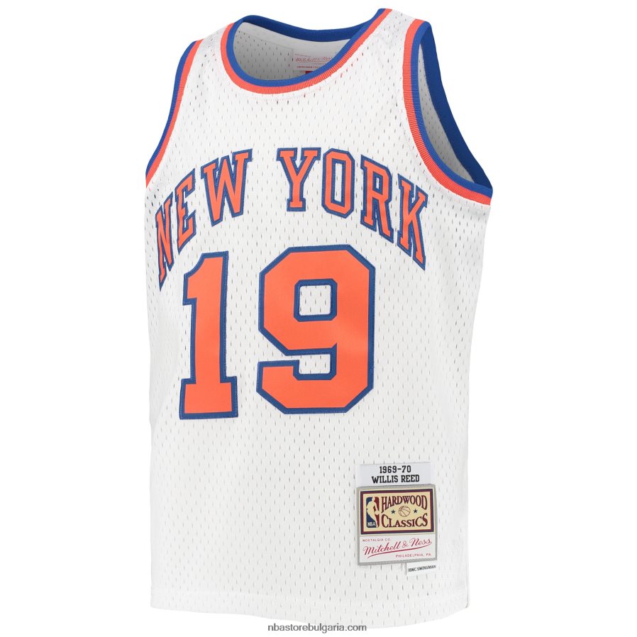 NBA JZ8F0216859 new york knicks willis reed mitchell & ness white 1969-70 hardwood classics swingman фланелка