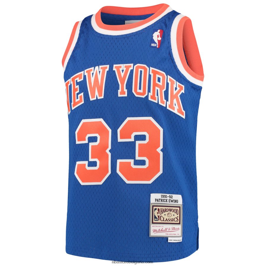 NBA JZ8F0216907 new york knicks patrick ewing mitchell & ness синя твърда дървесина класика swingman throwback трико