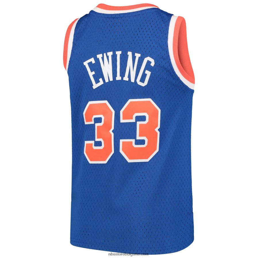 NBA JZ8F0216907 new york knicks patrick ewing mitchell & ness синя твърда дървесина класика swingman throwback трико