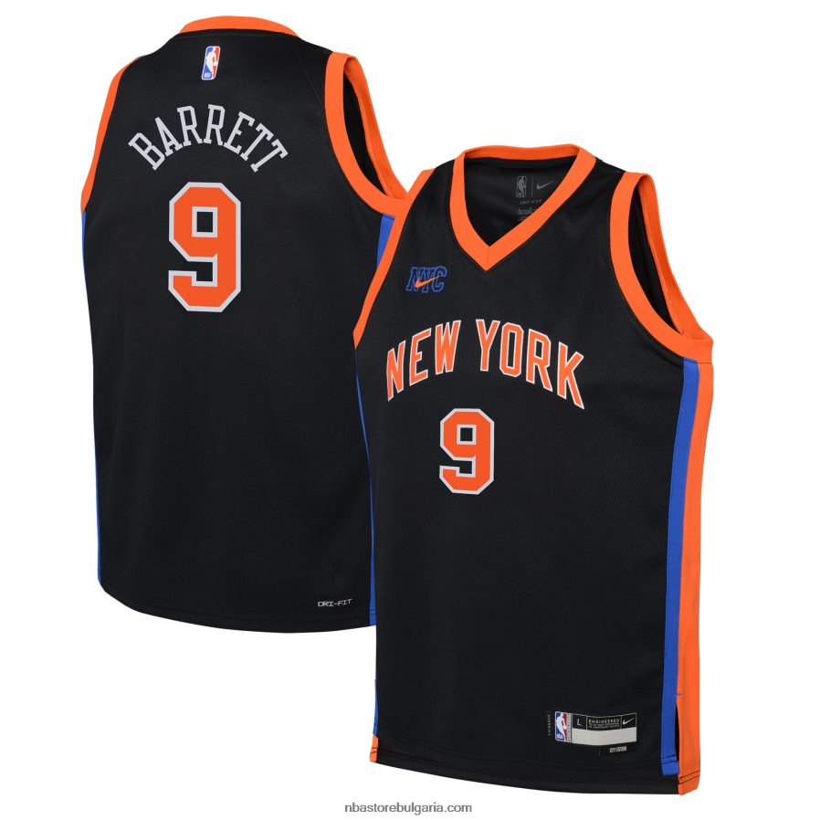 NBA JZ8F0217388 new york knicks rj barrett nike черна фланелка swingman