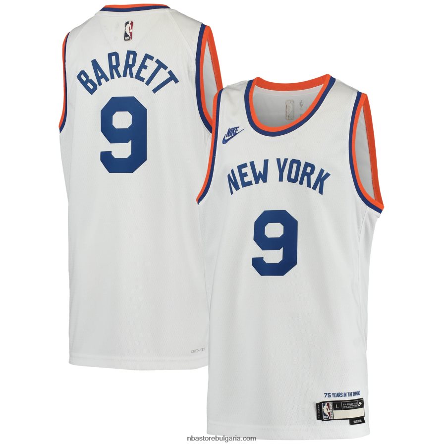 NBA JZ8F0217461 ню йорк никс rj barrett nike бяла фланелка на суингмен играч