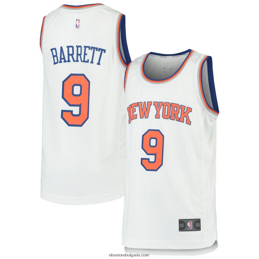 NBA JZ8F0217486 new york knicks rj barrett white 2019 драфт първи кръг избор бързо прекъсване реплика фланелка