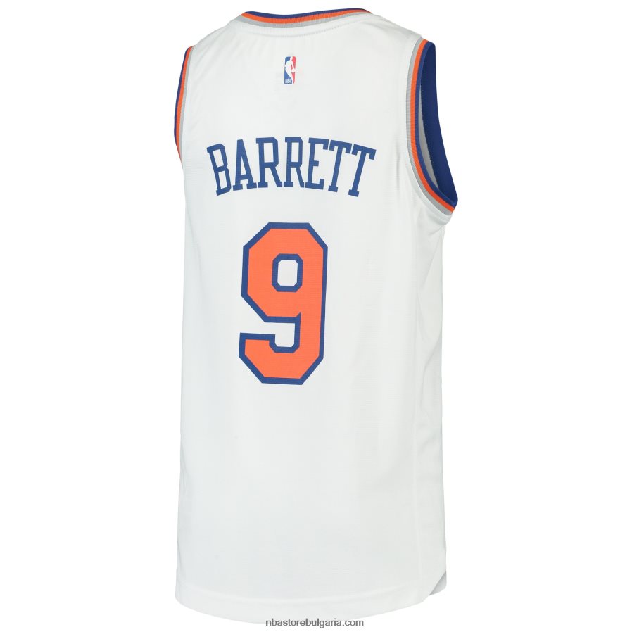 NBA JZ8F0217486 new york knicks rj barrett white 2019 драфт първи кръг избор бързо прекъсване реплика фланелка
