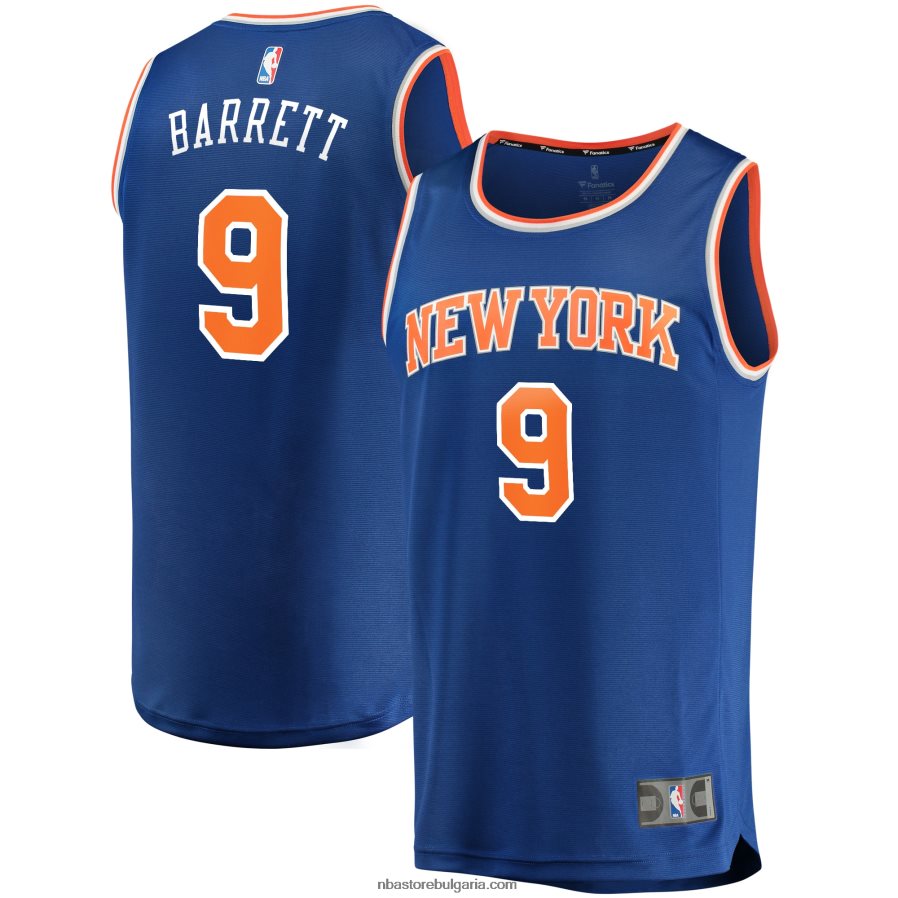 NBA JZ8F0217897 new york knicks rj barrett синя реплика фланелка за бързо прекъсване