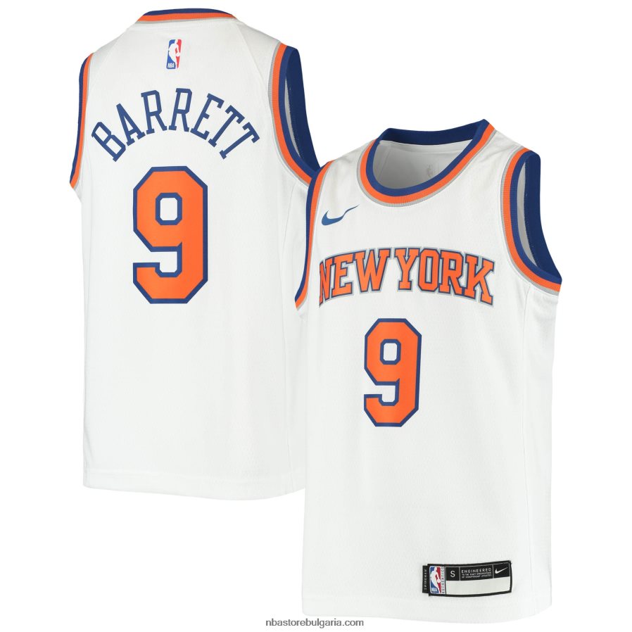 NBA JZ8F0217996 ню йорк никс rj barrett nike бяла фланелка swingman