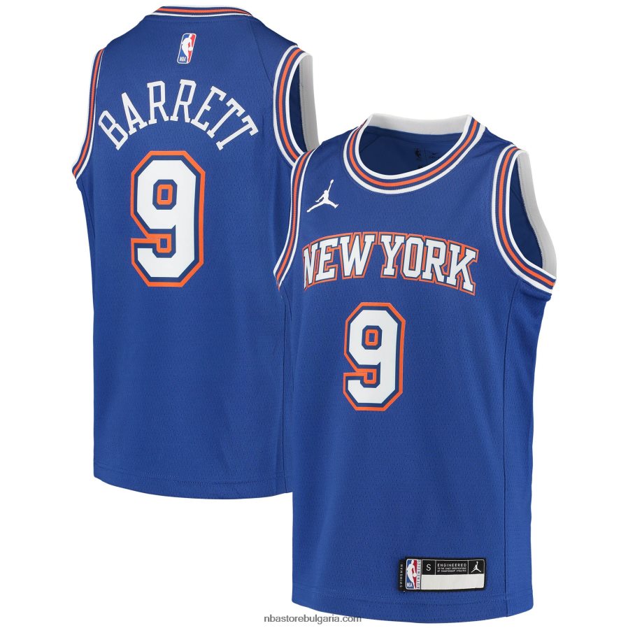 NBA JZ8F0218462 ню йорк никс rj barrett jordan синя фланелка на суингмен играч