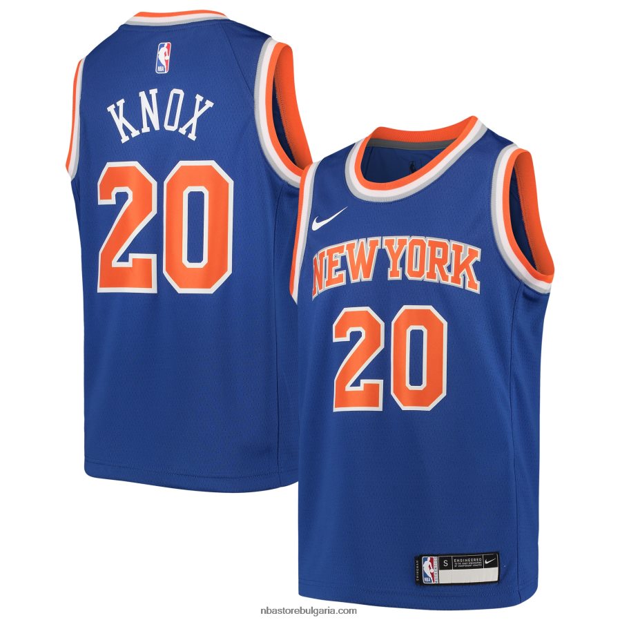 NBA JZ8F0219692 Ню Йорк Никс Кевин Нокс Nike Blue Team Swingman Джърси