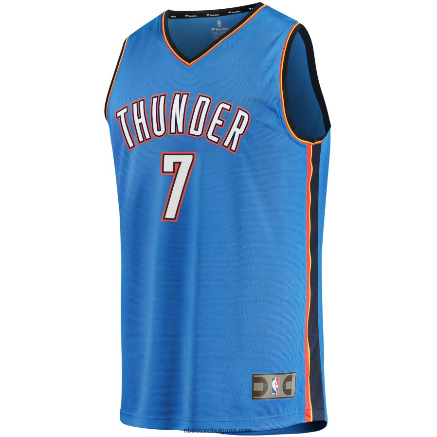 NBA JZ8F0217321 oklahoma city thunder chet holmgren blue draft първия рунд pick fast break реплика на фланелка