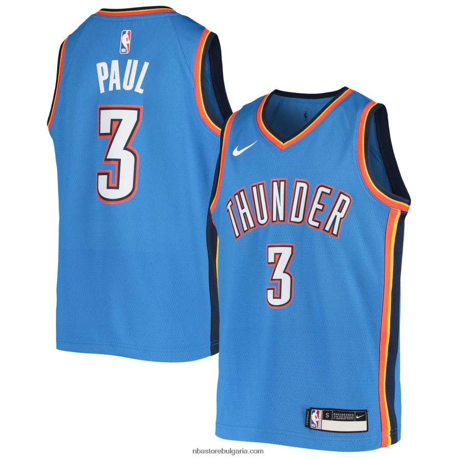 NBA JZ8F0218730 oklahoma city thunder chris paul nike blue team swingman фланелка
