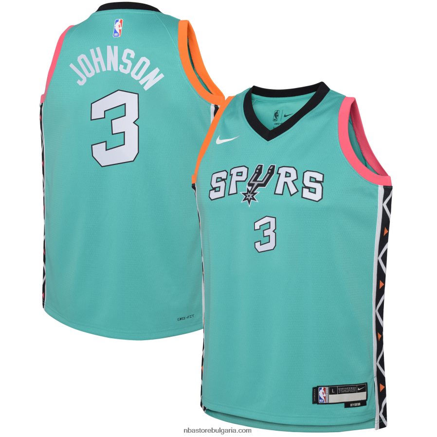 NBA JZ8F0216952 Сан Антонио Спърс Келдън Джонсън Nike Green Swingman Джърси