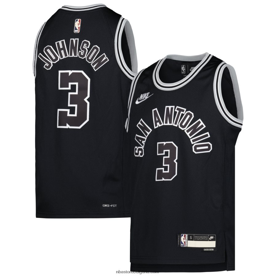 NBA JZ8F0217012 san antonio spurs keldon johnson nike черна фланелка swingman