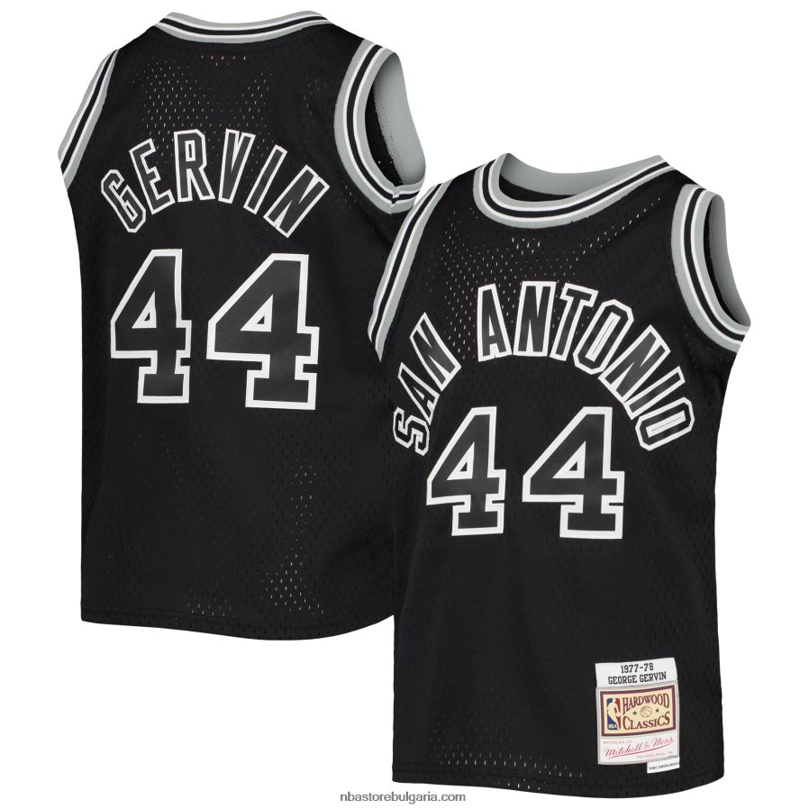 NBA JZ8F0217779 san antonio spurs george gervin black 1978-79 hardwood classics swingman фланелка