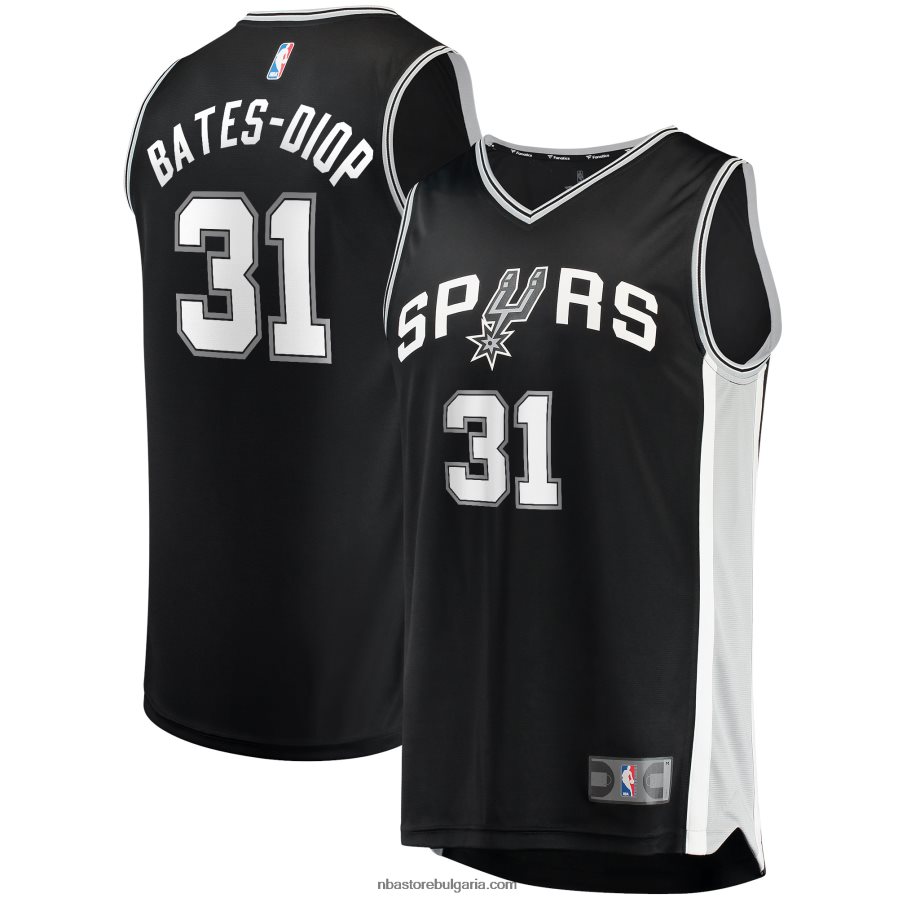 NBA JZ8F0219274 san antonio spurs keita bates-diop black fast break реплика на фланелка