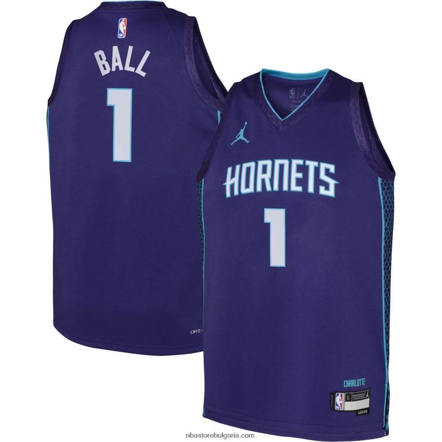 NBA JZ8F0216704 charlotte hornets lamelo ball jordan brand purple swingman фланелка