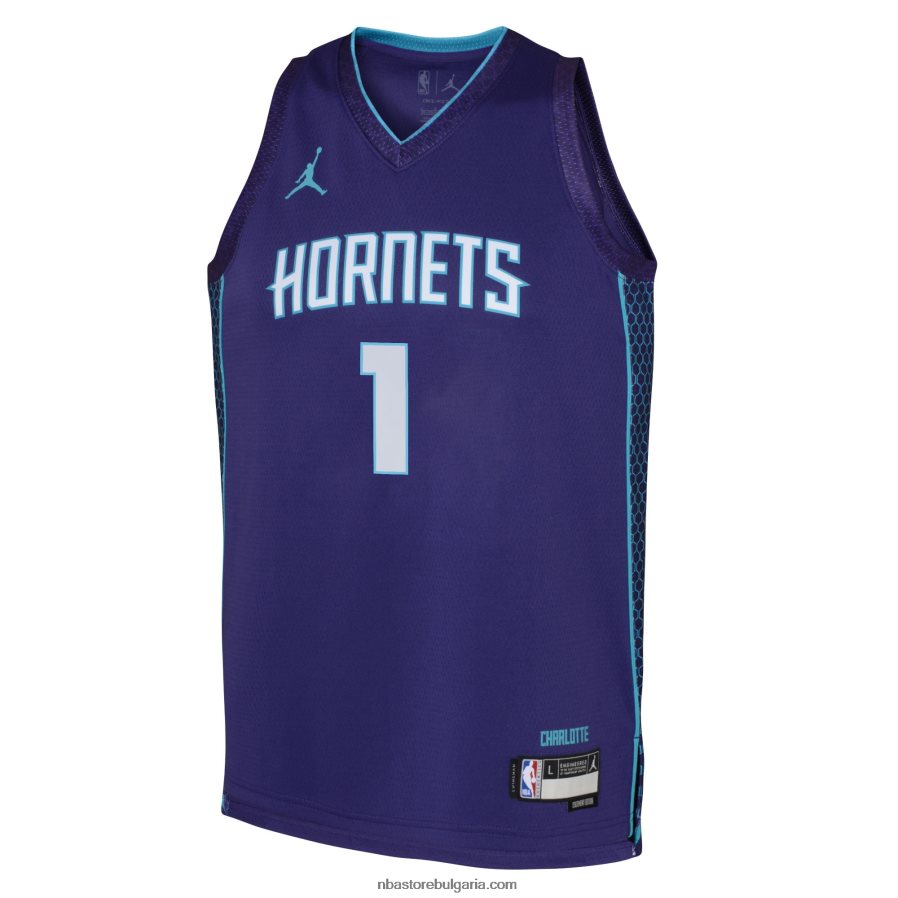 NBA JZ8F0216704 charlotte hornets lamelo ball jordan brand purple swingman фланелка