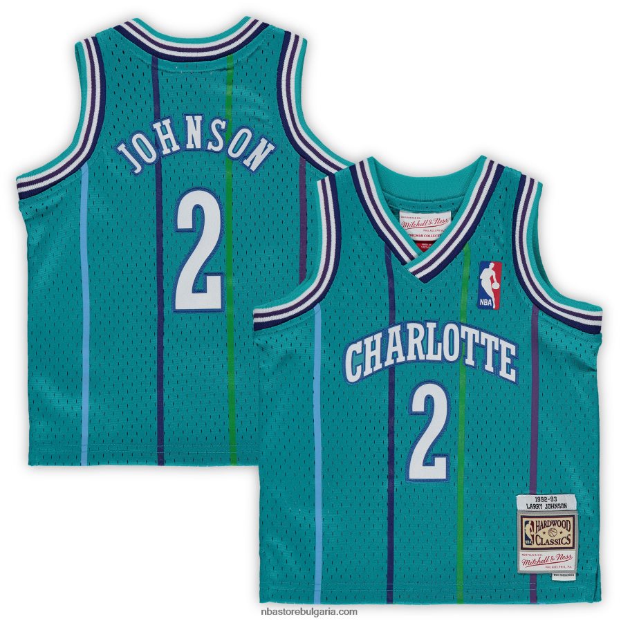 NBA JZ8F0217064 шарлот хърнетс лари джонсън тиал твърда дървесина класически фланелка на пенсиониран играч