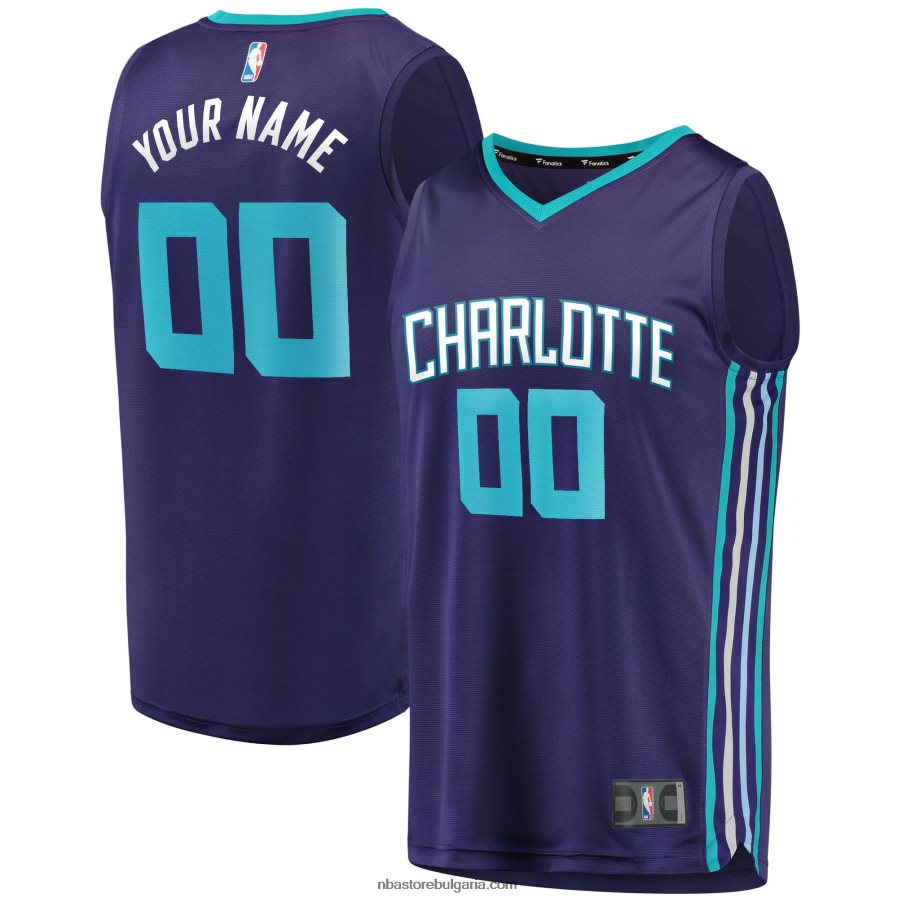 NBA JZ8F0217351 charlotte hornets purple fast break реплика по поръчка на фланелка