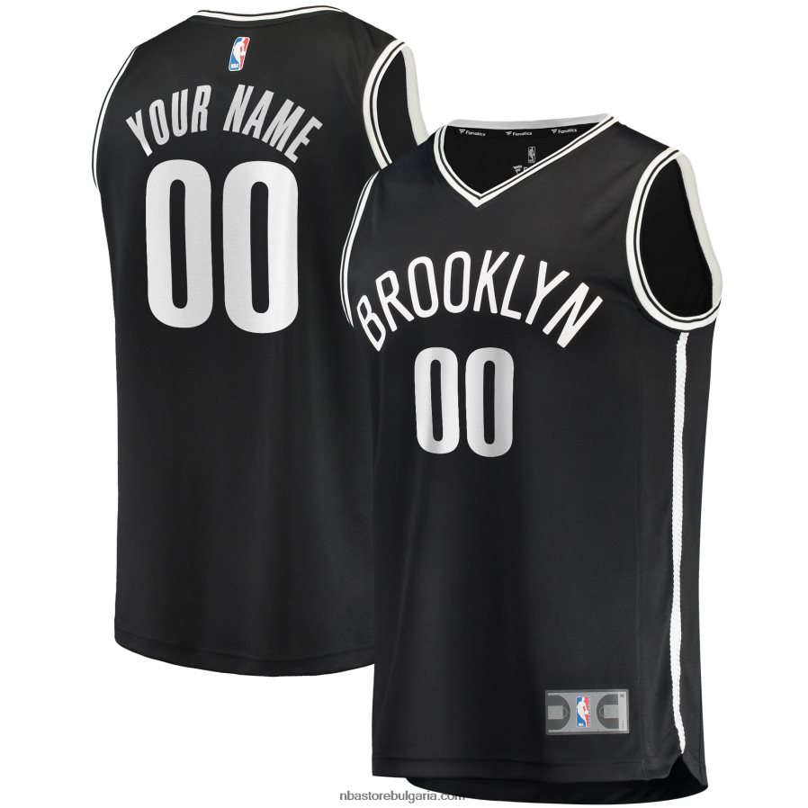 NBA JZ8F0216719 бруклин нетс черна фланелка за бърз брейк по поръчка