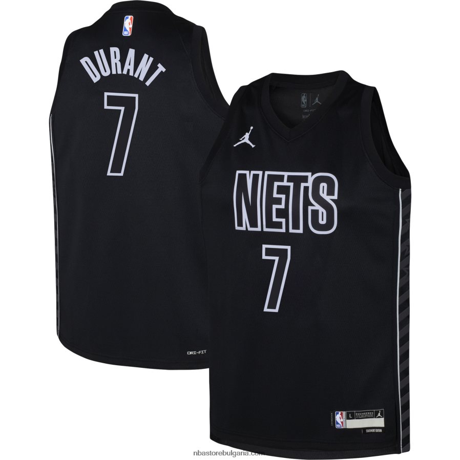 NBA JZ8F0216807 Бруклин Нетс Кевин Дюрант Джордън марка черна суингмен фланелка